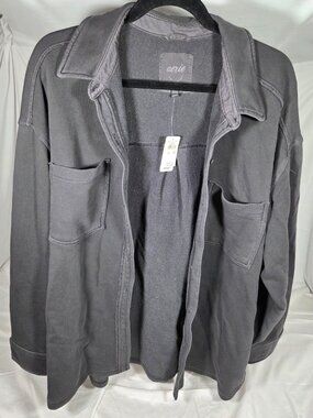Aerie LumberJane Fleece Shirt Jacket Charcoal Grey Shacket Size L